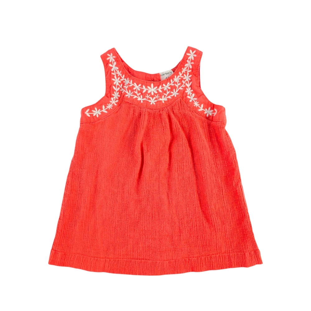 Carters Coral Pink Sleeveless with Embroidered Accent Top |12M